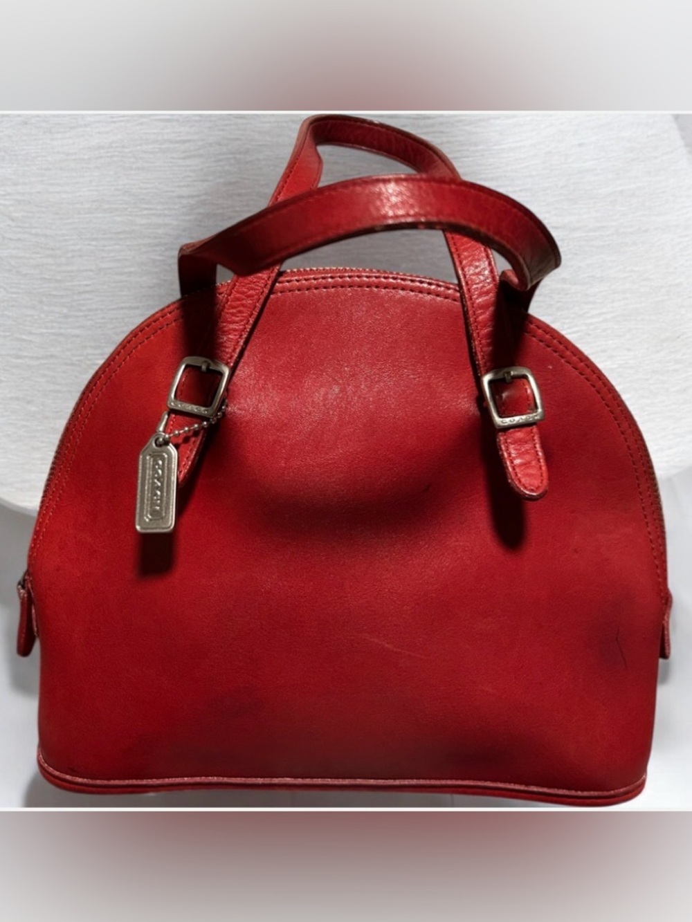 Coach❤️Vintage Red Leather Mini Dome Cha Cha Satchel K8C 9050 1998